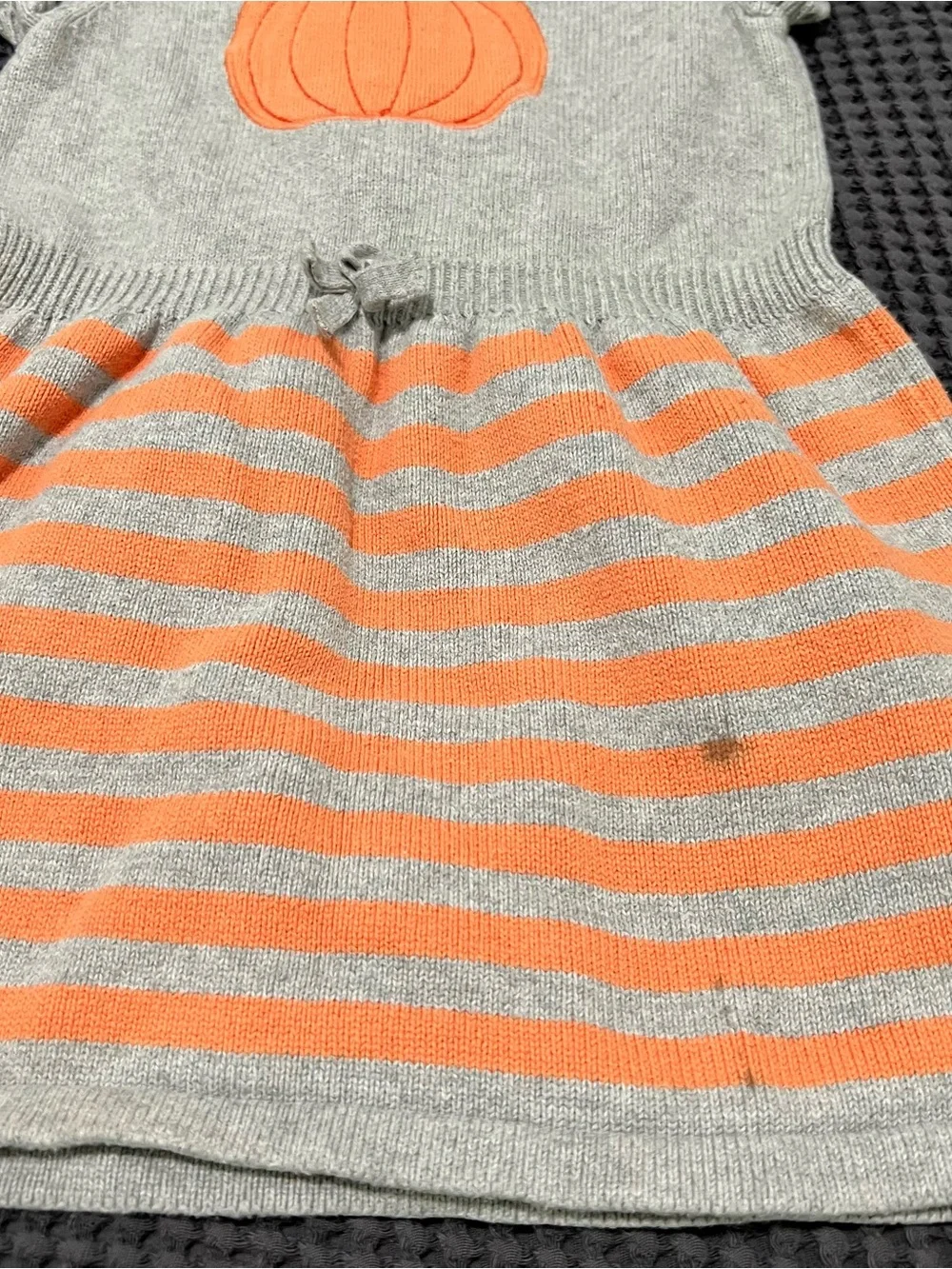 Gymboree Cotton Gray & Orange Pumpkin Knit Dress Size 6